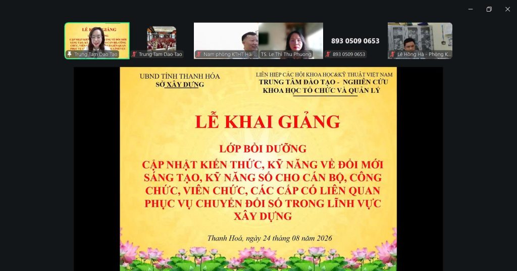 Lễ khai giảng lớp bồi dưỡng chuyển đổi số ngành xây dựng do OMT và Sở Xây dựng Thanh Hóa tổ chức